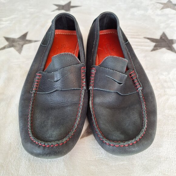 FACONNABLE Driving/Slip-on Loafers Navy Blue Leather Shoes US 9.5 Made In Italy - Picture 1 of 9